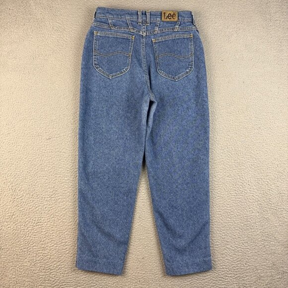 VTG Lee Womens Jeans 12 Short High Waist Curvy Stonewash Tapered Leg Mom *Hemmed - Picture 2 of 9